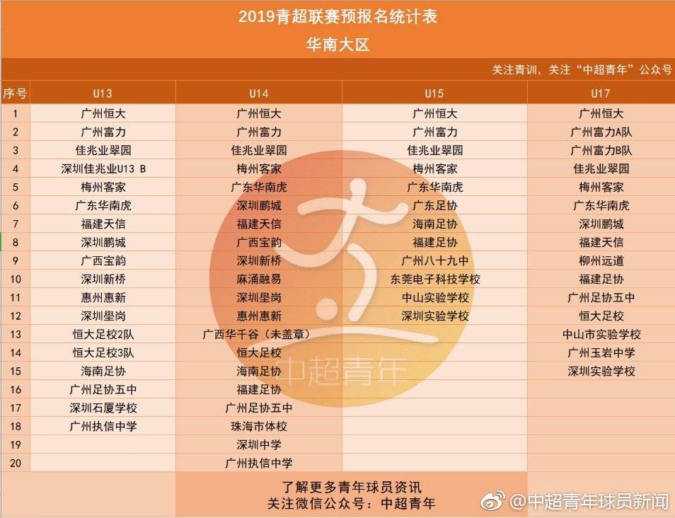 中超什么是青超(2019青超联赛共383队参赛，按年龄分为5个组别)