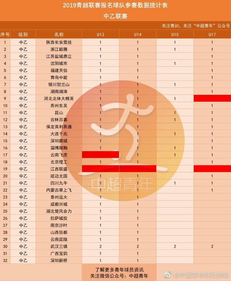 中超什么是青超(2019青超联赛共383队参赛，按年龄分为5个组别)