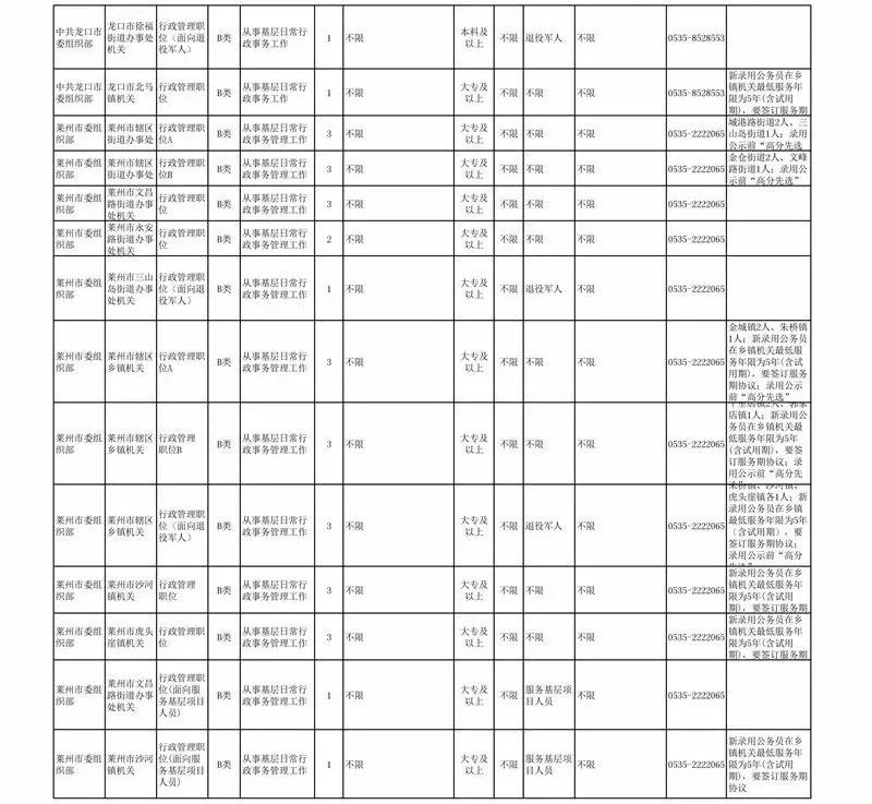 莱州市最新招聘信息网（公务员招考职位表出炉）