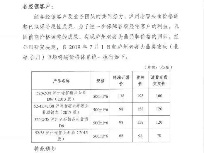 泸州老窖冲击150亿营收发力：推298元高线光瓶酒，众产品线提价