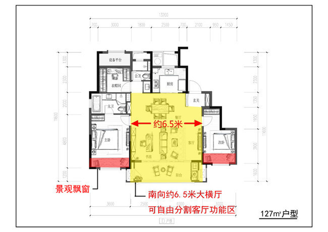 镜湖东全新2.0宸品 新城·悦隽公馆建面约127㎡户型点评