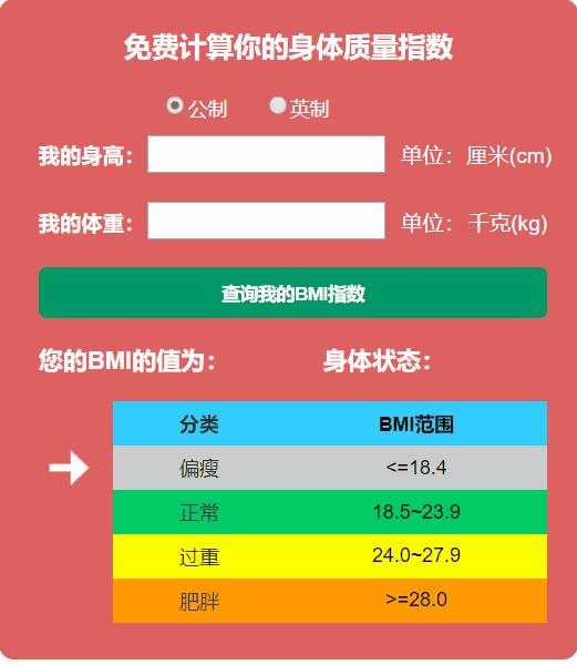 bmi指数计算器 体质指数计算器-起航号