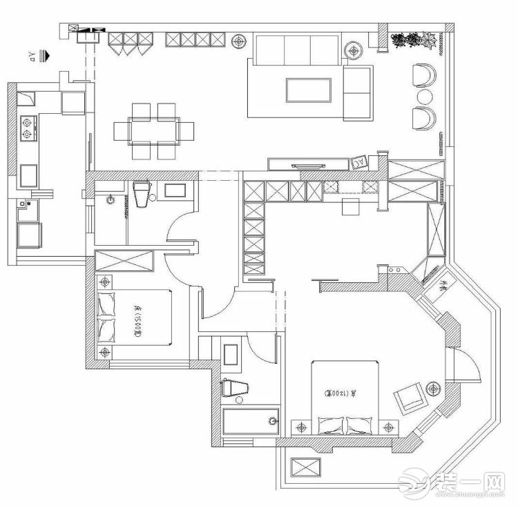 上海紫业装饰88平北欧两居长方形餐桌摆放方向必须知道