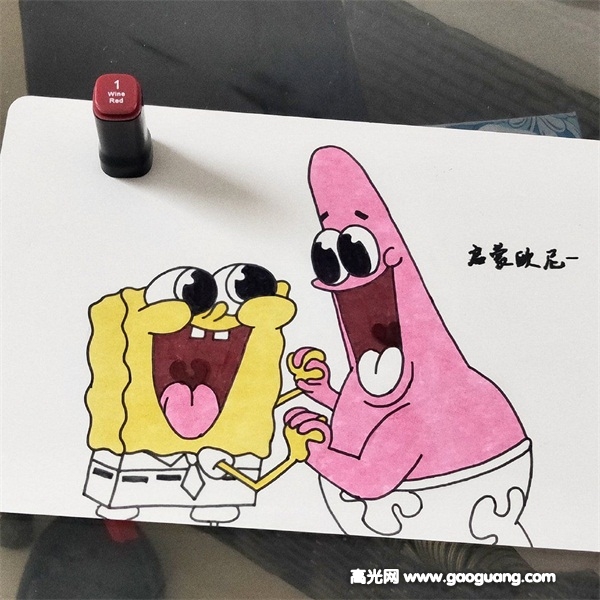 马克笔手绘海绵宝宝，马克笔手绘海绵宝宝简笔画上色教程