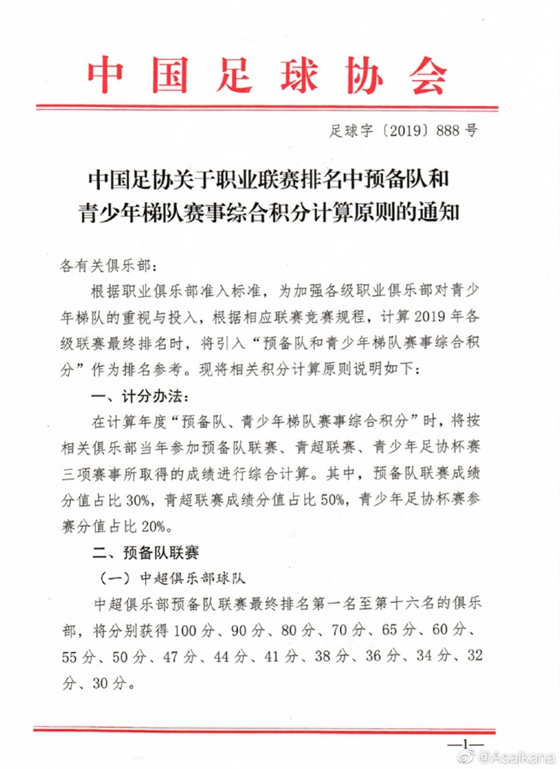 中超预备队和梯队有什么区别(中超最新排名方式！足协公布预备队与青超梯队积分计算原则)