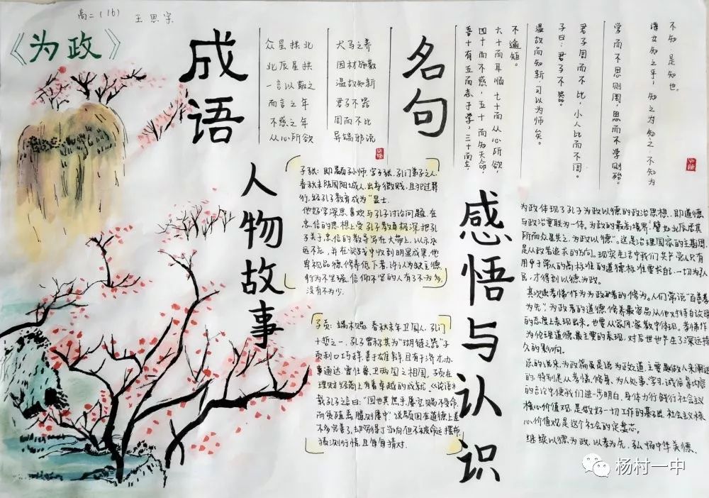 传颂经典，手绘《论语》：杨村一中高二年级读经典手抄报