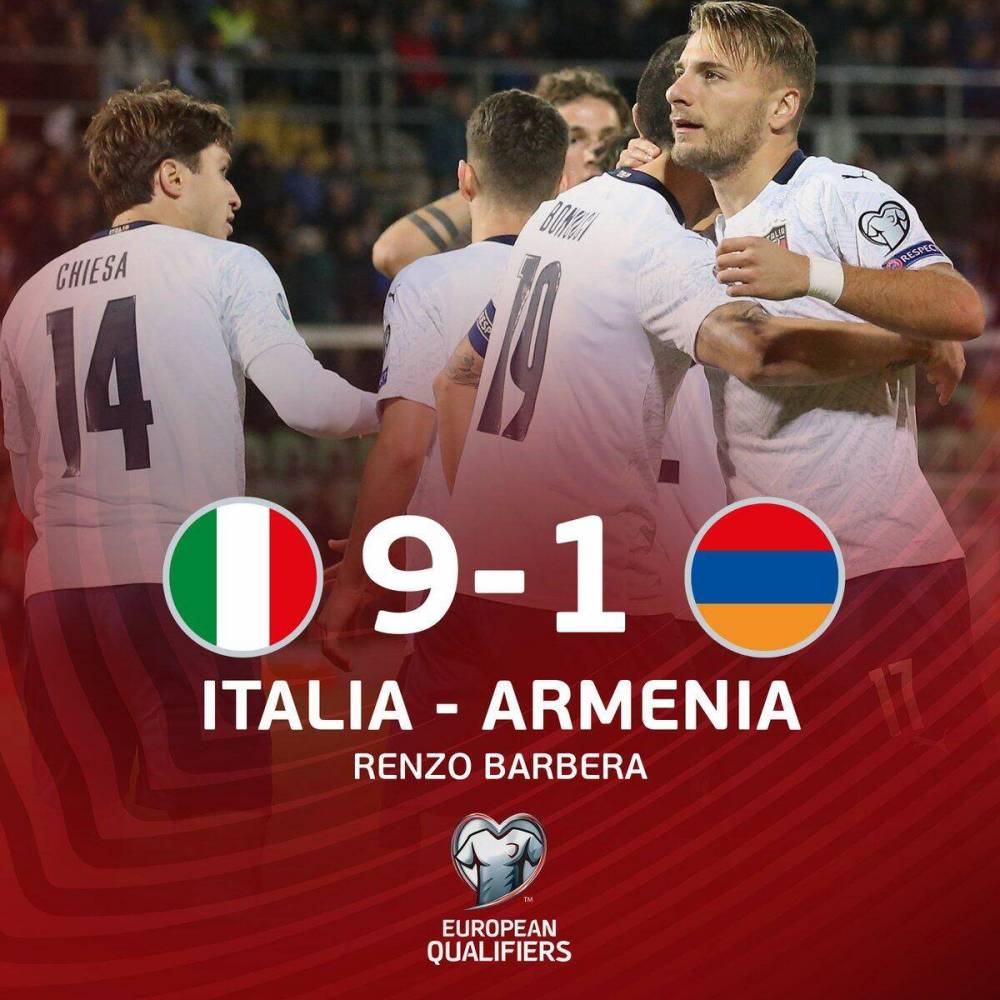 欧预赛意大利vs亚美尼亚前瞻(欧预赛-意大利9-1屠杀亚美尼亚，蓝衣军团七人破门扎尼奥洛双响)