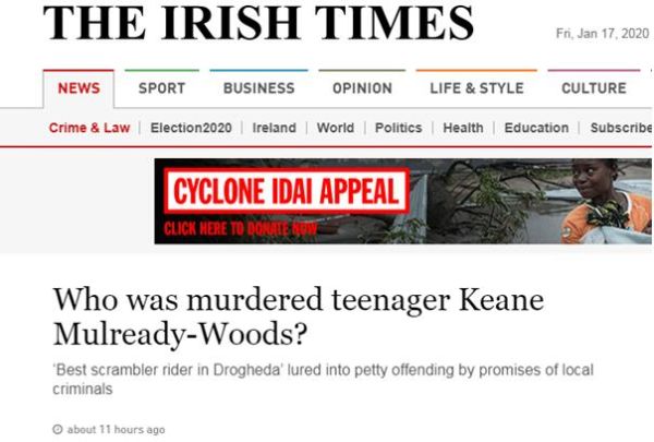 被卷入了毒品贩毒集团的争斗中，17岁的爱尔兰少年被尸体分开，震惊了首相。