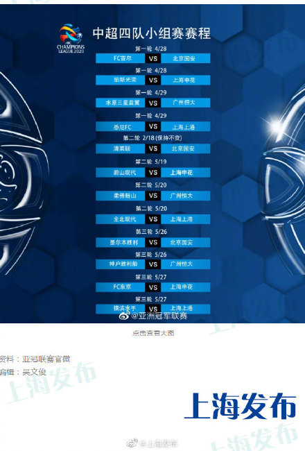 申花、上港亚冠小组赛延期至4、5月