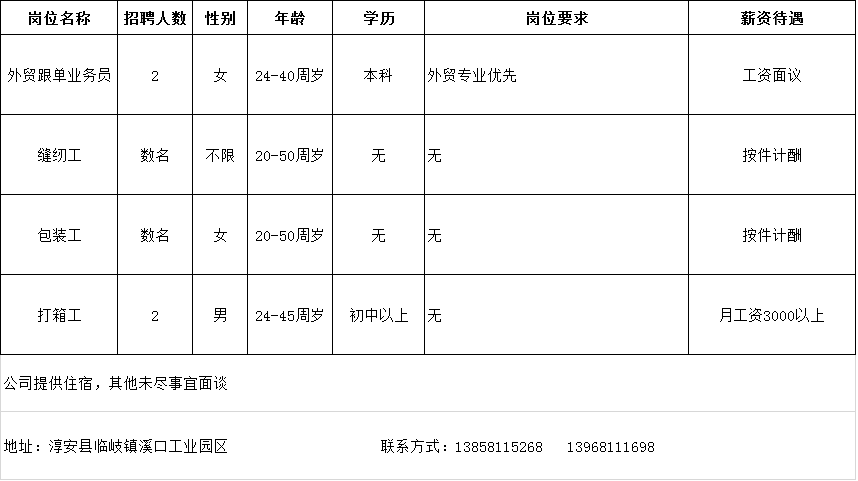 淳安县招聘（离家近）