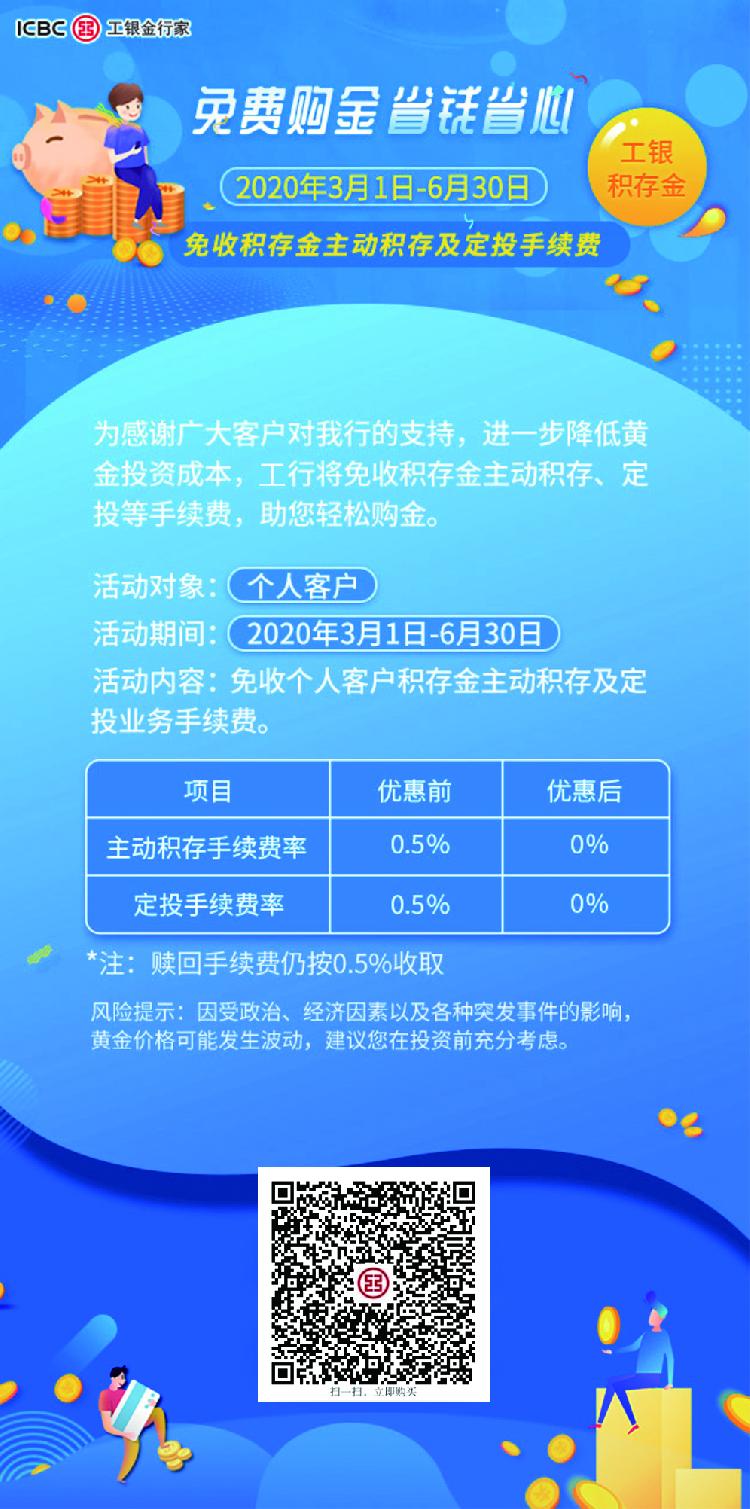 惊喜！工银积存金送福. 主动积存、定投全免费