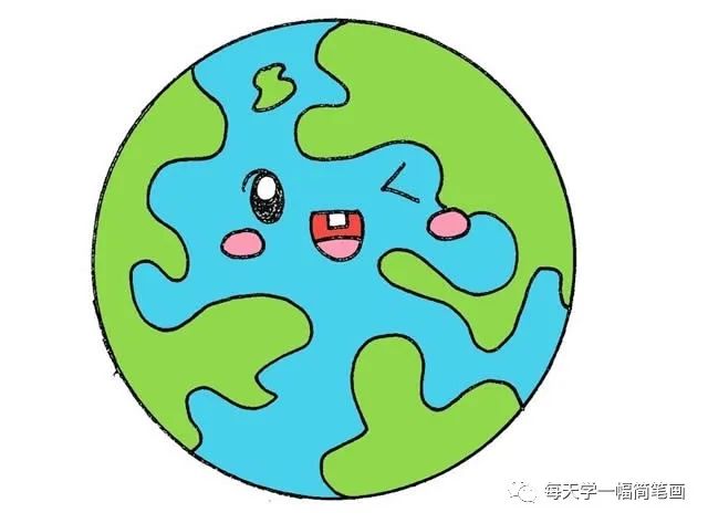 每天学一幅简笔画--彩色地球简笔画的画法步骤