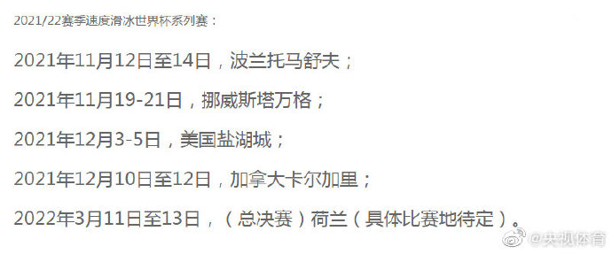 滑冰世界杯几年举办一次(国际滑联公布2020/21、2021/22赛季速度滑冰世界杯赛程)