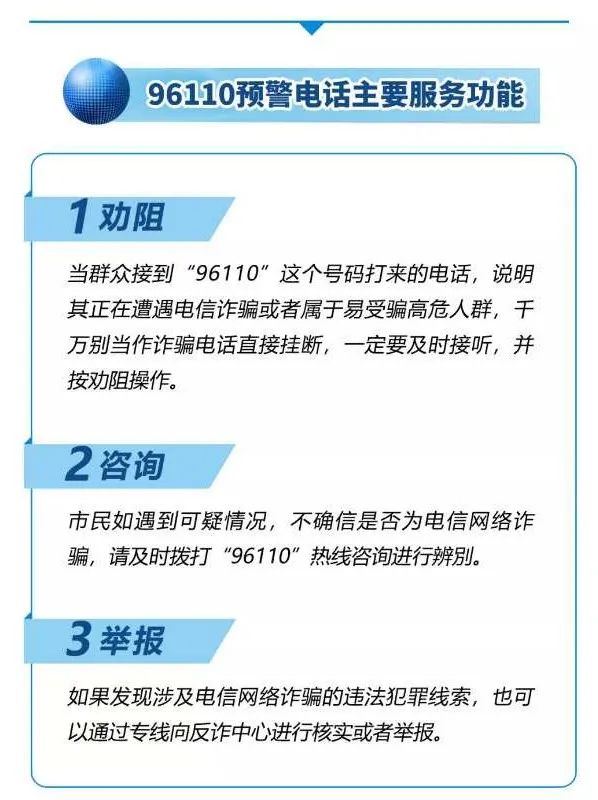 “96110”！全国统一反欺诈专线来啦！请一定要接