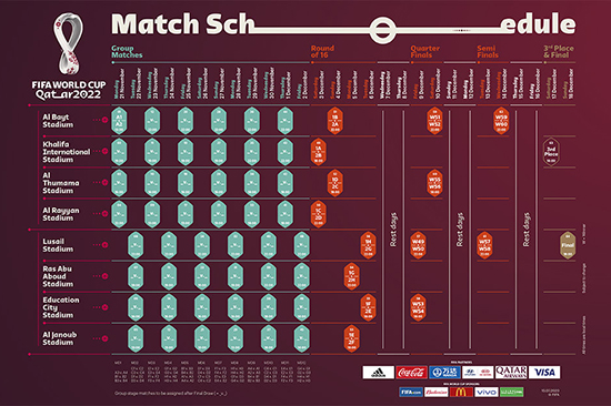 世界杯每天都是哪几个小时开始(卡塔尔世界杯赛程公布 中国球迷可舒适看大部分比赛)