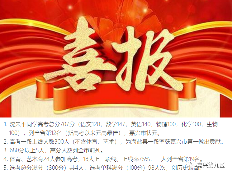 嘉兴高考“开挂”？状元707分简历牛爆了，一中一本录取率超80%