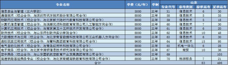 山东信息职业技术学院：面向11省招生，总招生计划4000人