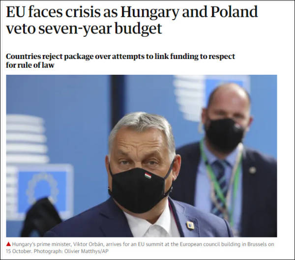 波兰-匈牙利(匈牙利、波兰否决1.8万亿欧元预算，“欧盟又陷入了危机”)