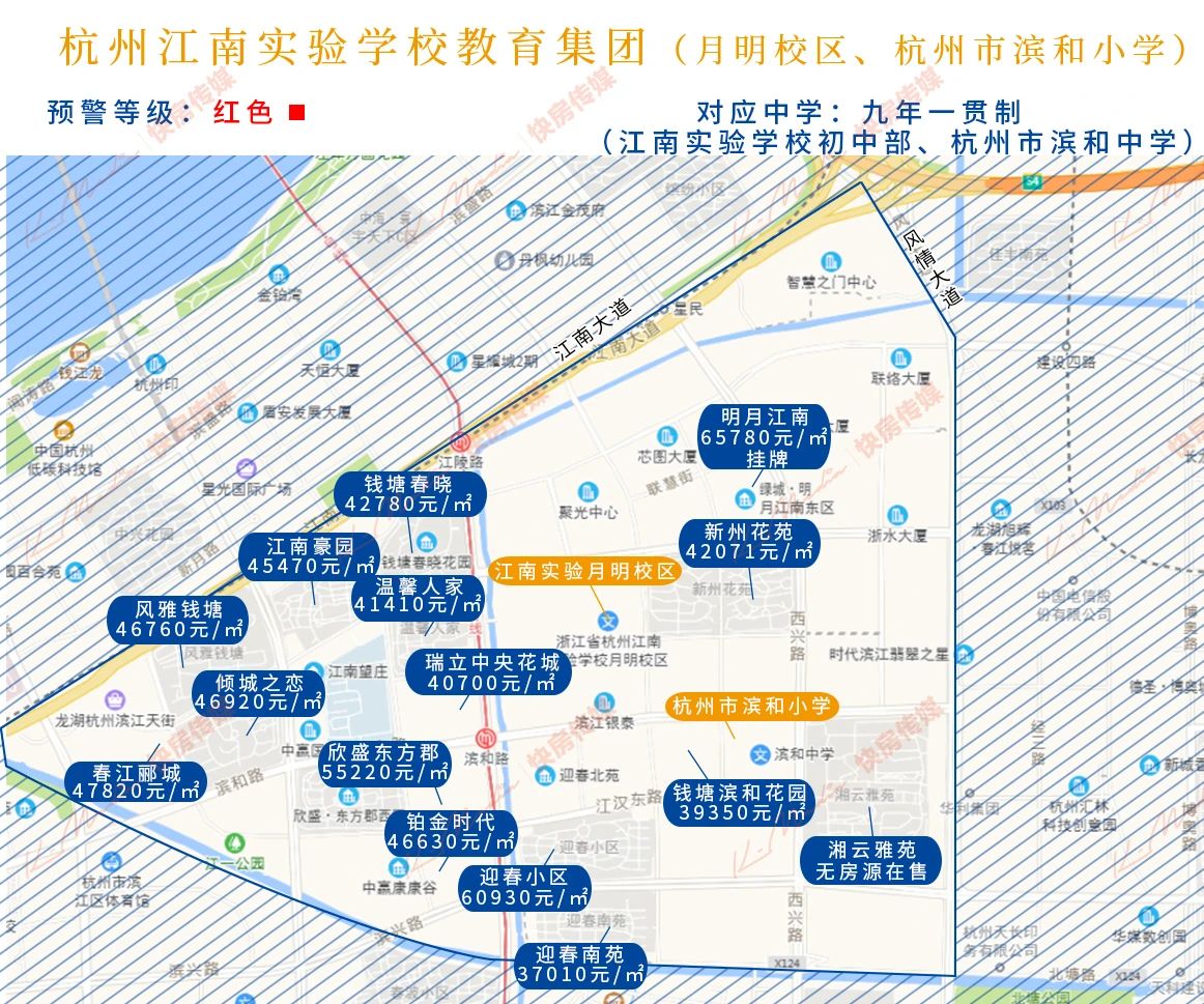 三堡社区(凤起东路以北,运河以西),钱景社区采荷第二小学教育集团景和