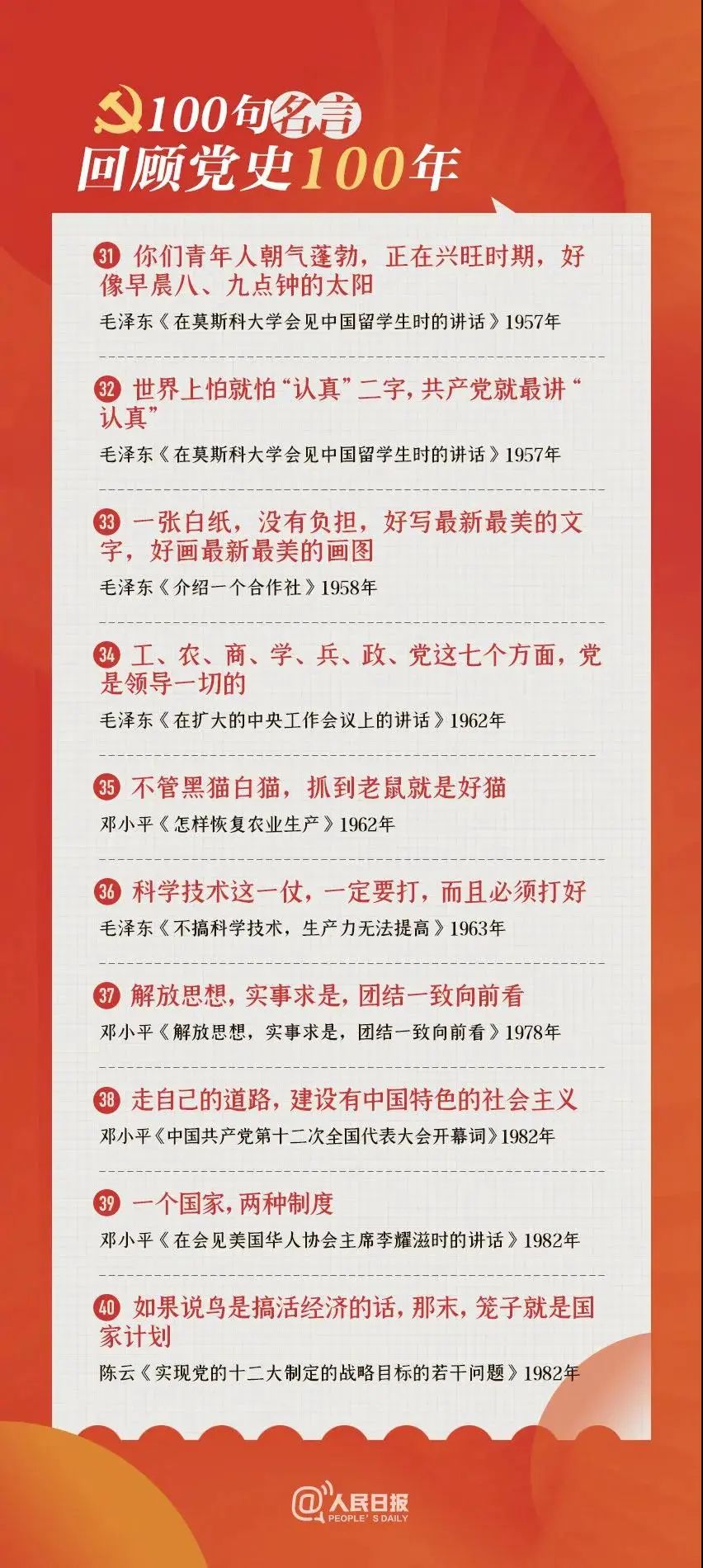 党史学习 · 100句名言回顾党史100年