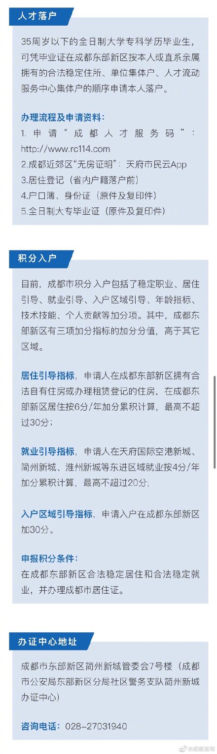 成都东部新区落户政策来了！两大利好