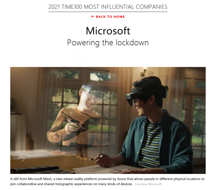 时代影响力(微软名列《时代》2021年最具影响力100家公司名单：疫情挡不住动力)
