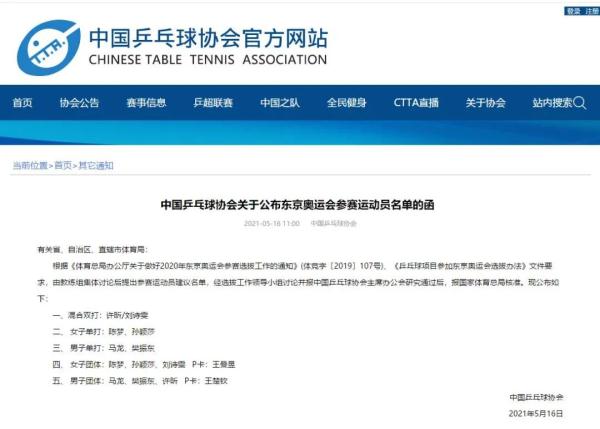 奥运会乒乓球赛有哪些人（都有谁？中国乒乓球队东京奥运会参赛名单正式公布）-华海博客