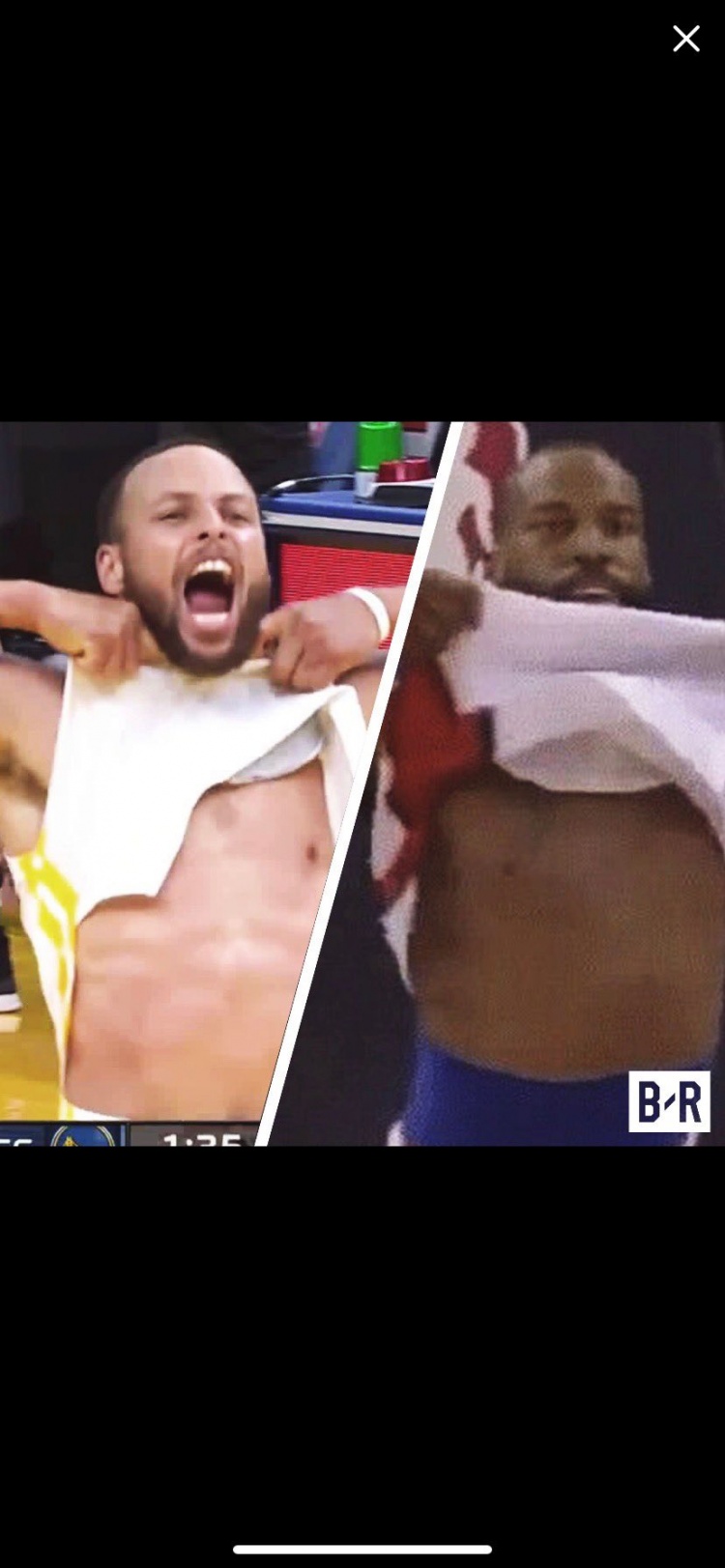 库里46 7 9（库里袒胸露乳庆祝动作致敬巴朗-戴维斯 后者发推：我爱库里）-华海博客