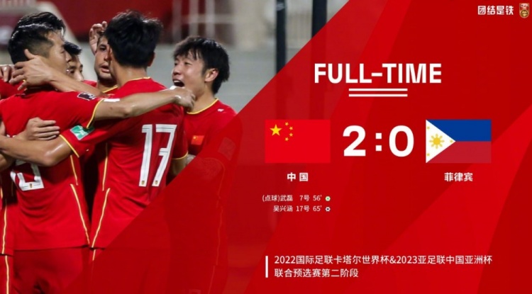 国足2-0胜菲律宾重获出线主动权(世预赛-武磊造点 破门吴兴涵建功 国足2-0战胜菲律宾)