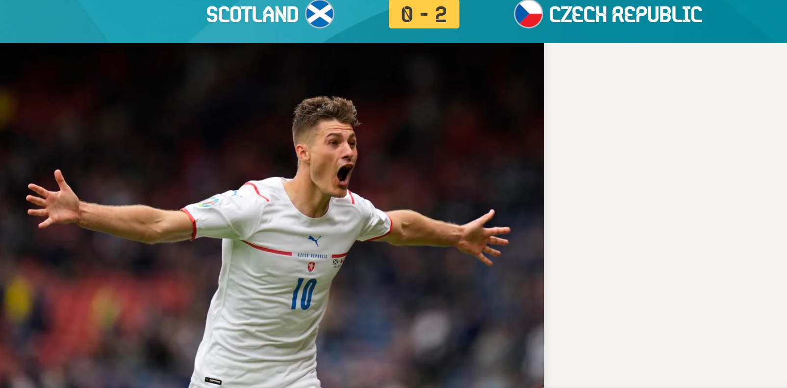 苏格兰队VS捷克队(一记头槌 一脚世界波 希克助捷克队2比0苏格兰队)