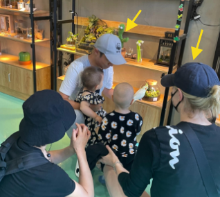 撒贝宁一家四口被偶遇，龙凤胎混血感十足，李白照看孩子太贤惠