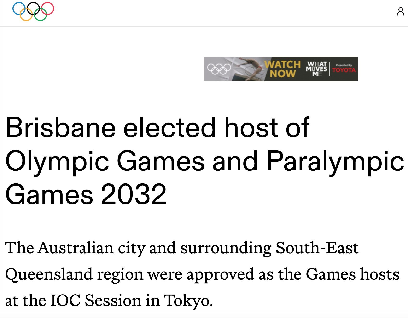 2032年夏季奥运会主办城市为澳大利亚布里斯班
