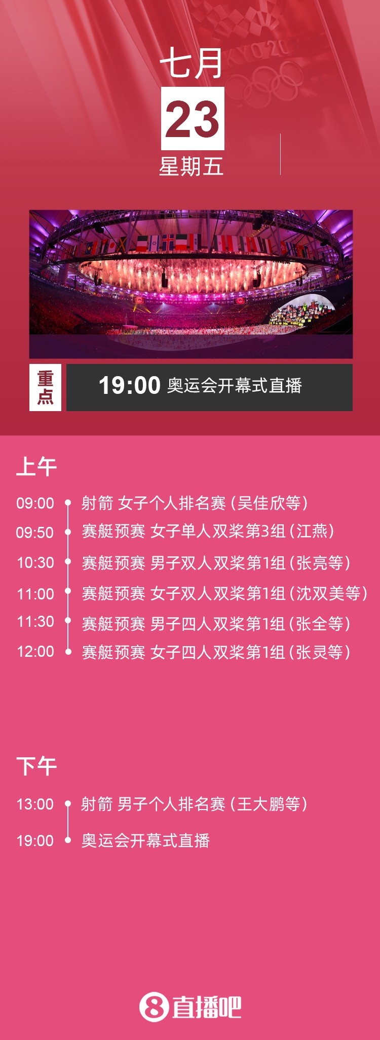 奥运会夜晚有哪些比赛(7月23日东京奥运会看点：晚上7点奥运会开幕式)