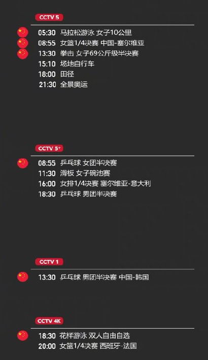 奥运会女篮赛程2021赛程表（东京奥运会8月4日看点 2021东京奥运会4日比赛详细赛程）