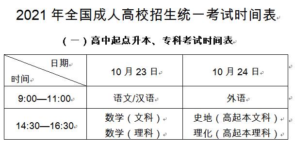 全国成人高考时间,2022全国成人高考时间