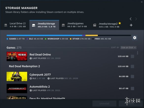 steam客户端更新下载界面！steam存储管理界面全面升级