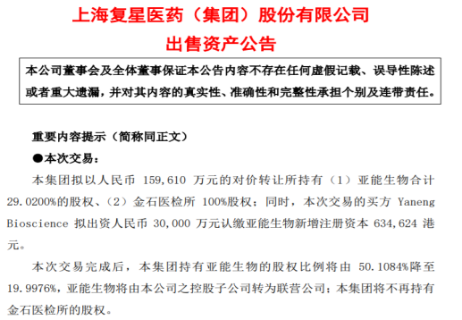 复星医药一年内4次出售资产意欲何为？