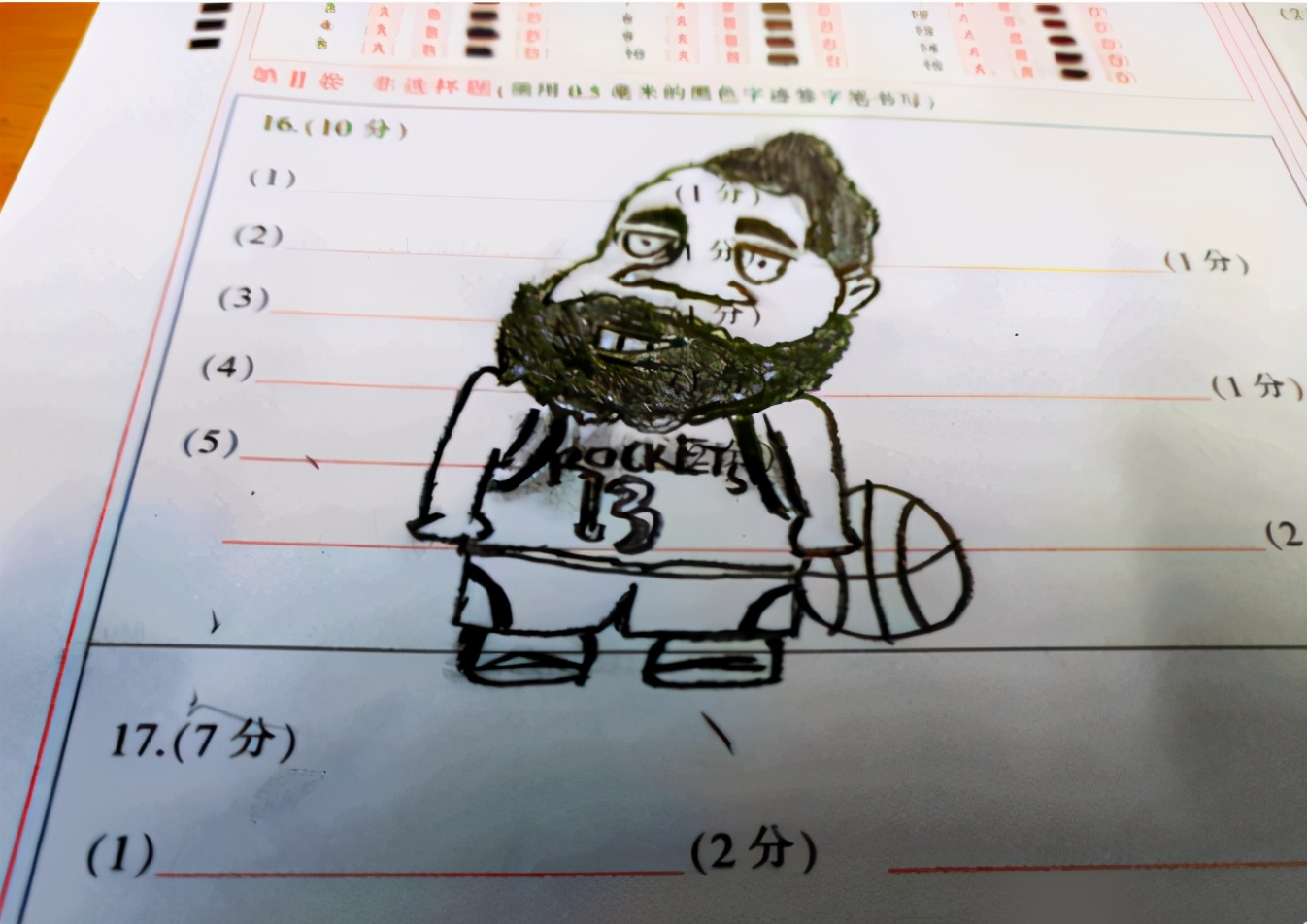 学渣试卷上的“涂鸦”火了，美术天赋羡煞旁人，不当画家屈才了