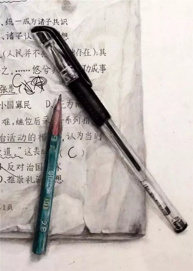 鲁美附中PK央美精微素描，画作犹如实物般逼真，局部细节震撼