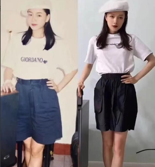 女学生和母亲的“同款照”，妈妈年轻时有多美？网友：没有可比性