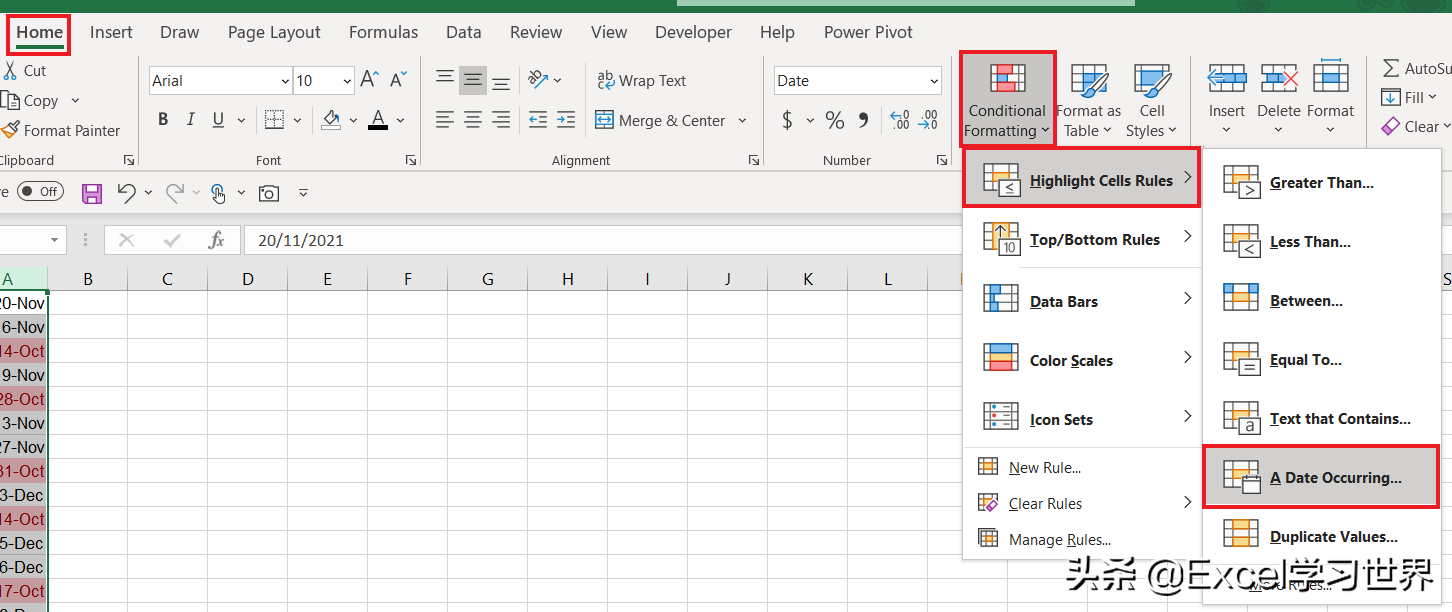 Excel 中那么多未排序的日期，如何自动标出下个月的所有日期？