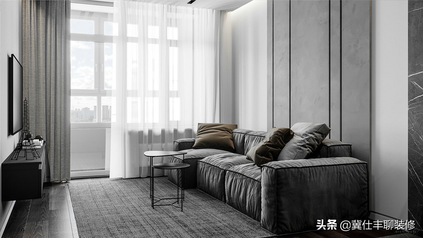 高级灰与高级黑，打造小宅的高级感（附平面图、3D图和实景图）