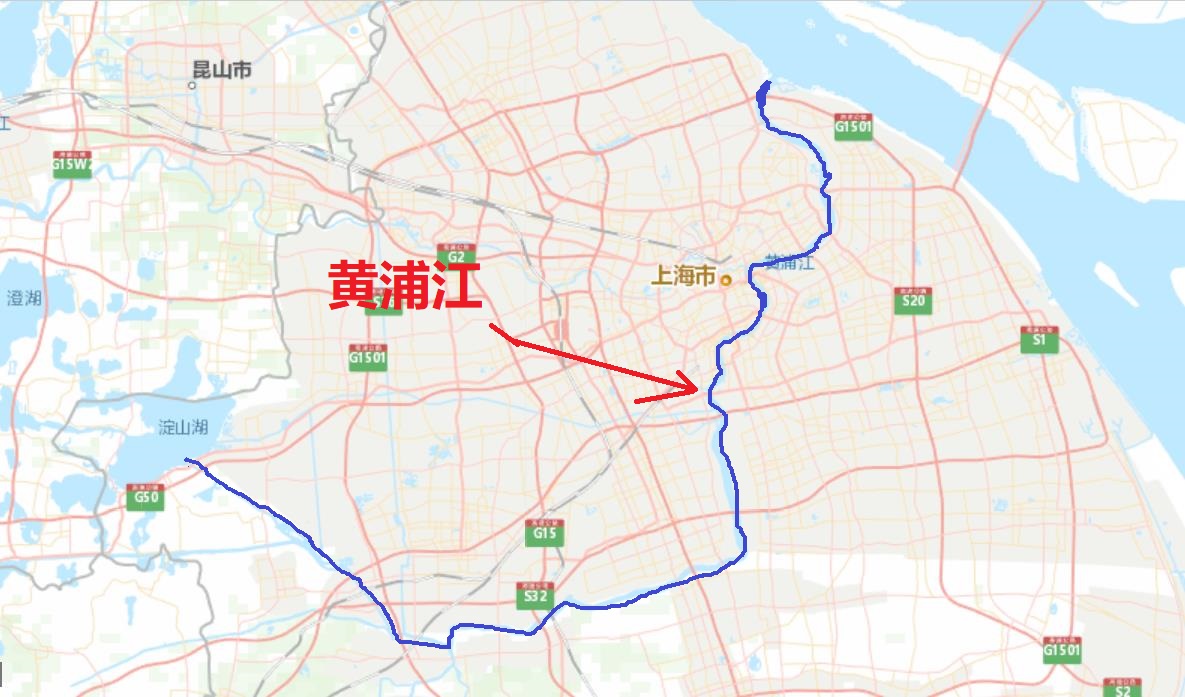黄浦江在地图上示意图图片