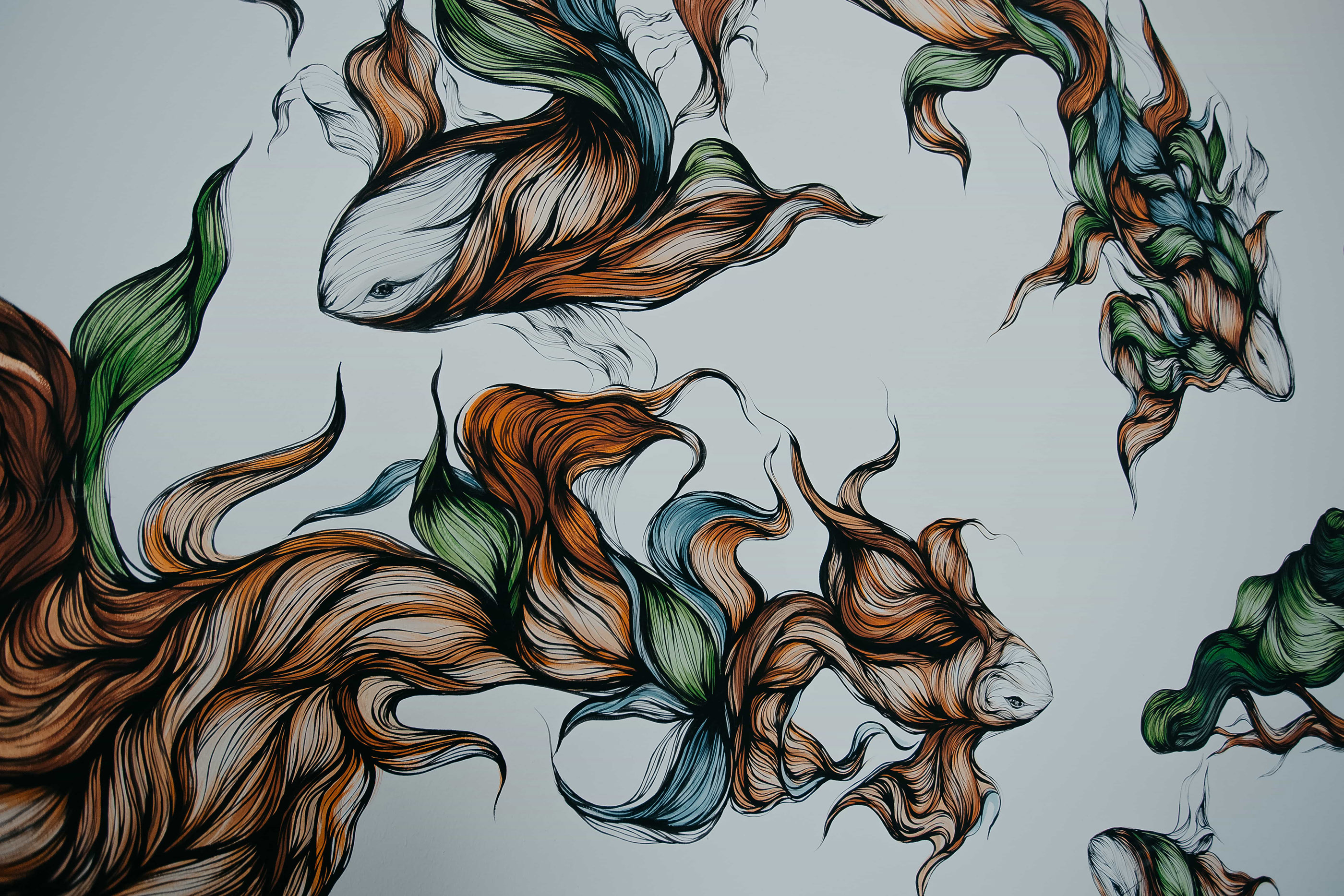 带有强烈个人风格的墙绘插画设计细腻有个性