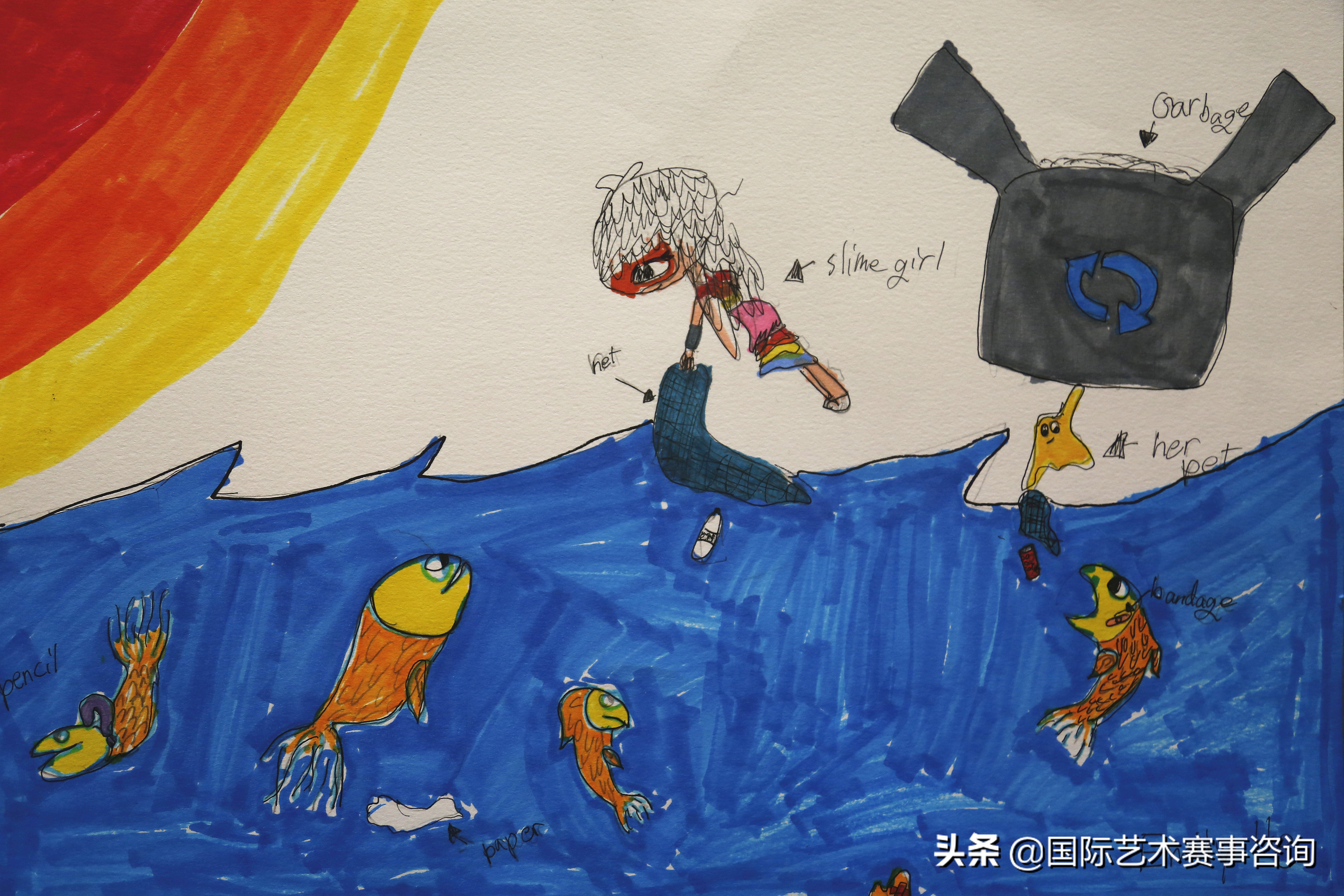 小学生关于世界杯绘画(世界杯青少年现场绘画大赛环保主题作品展)