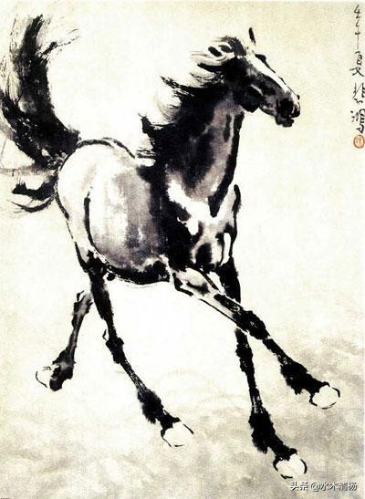 徐悲鸿以马喻人托物抒怀，
