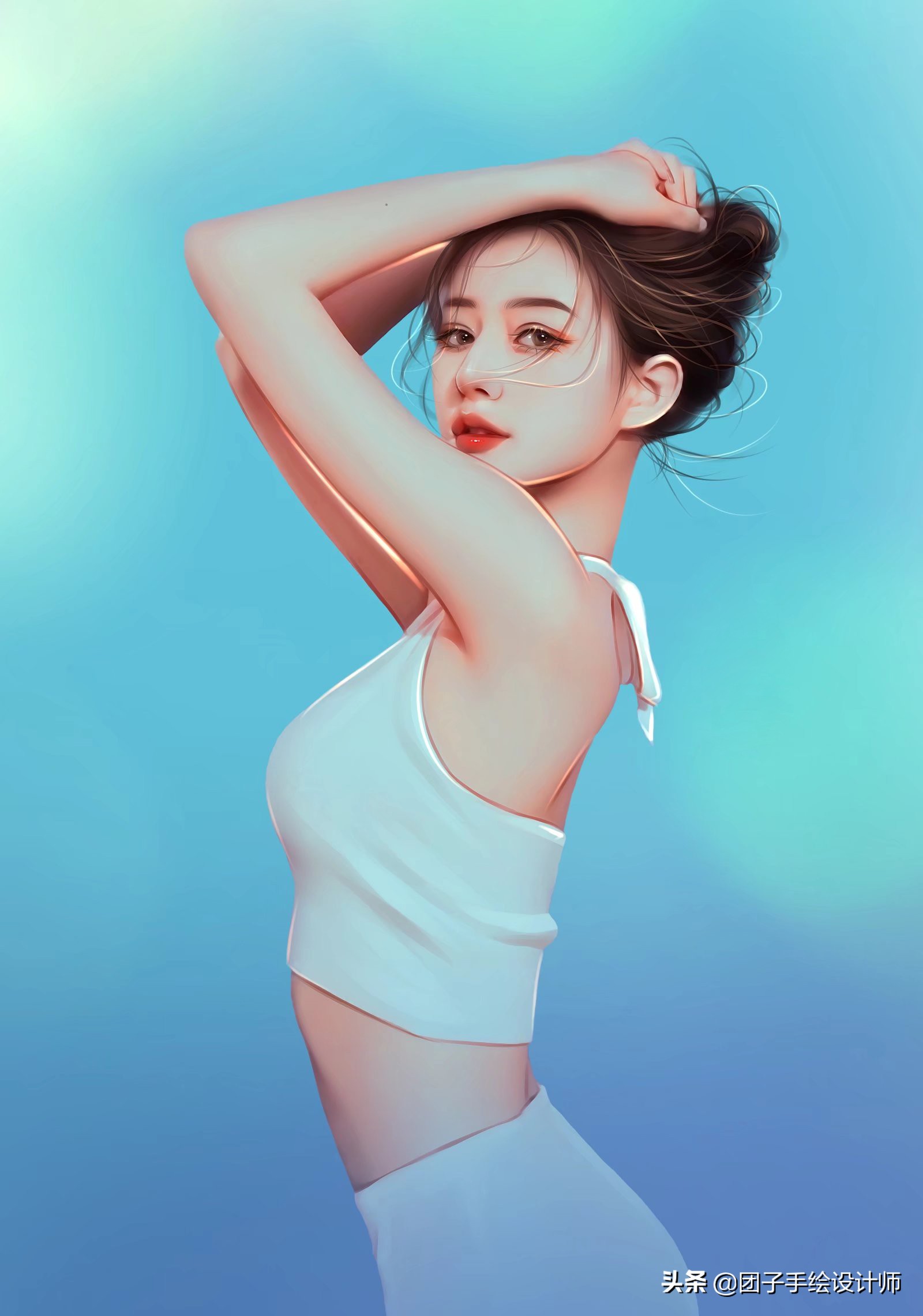 换一换你的头像吧 清纯真人手绘女士头像,美丽动人让人过目不忘