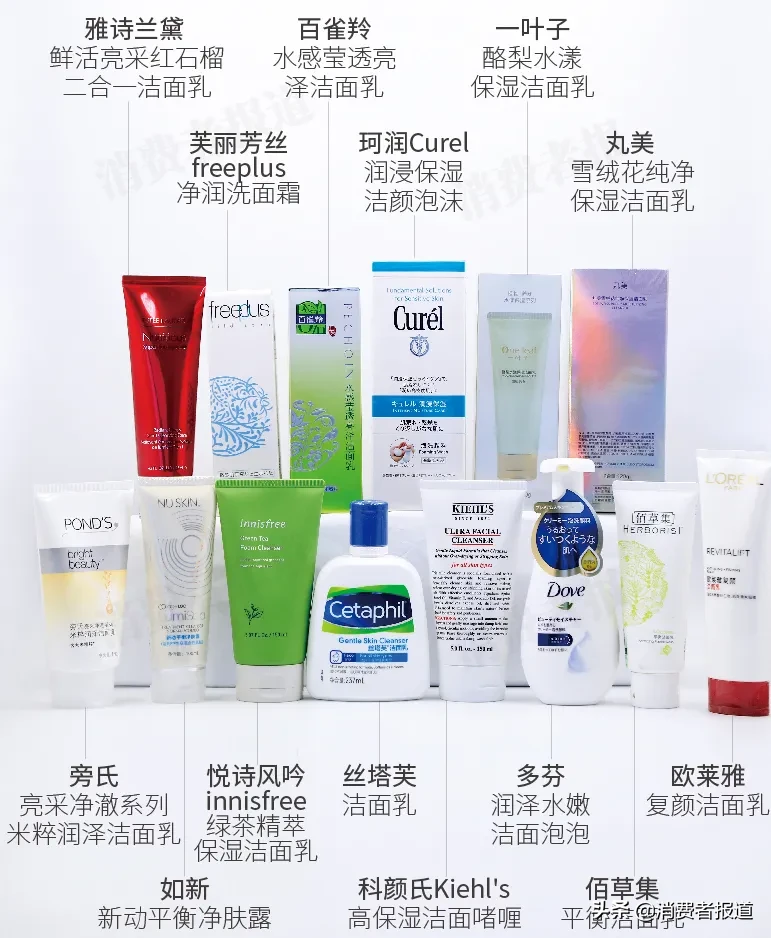 14款洗面奶对比测评：多芬、一叶子检出重金属，旁氏、佰草集含甲醛