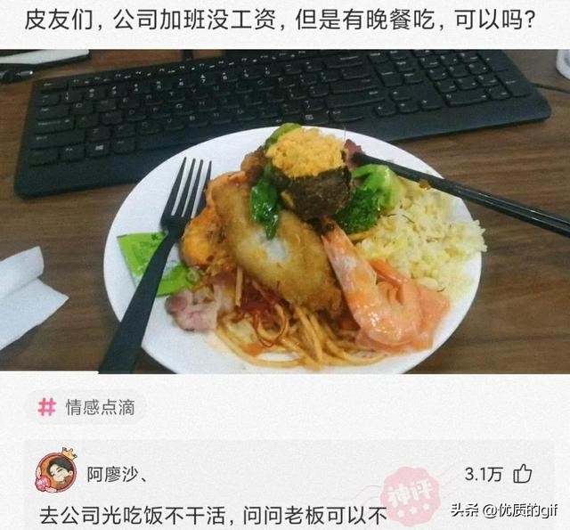 神评爆笑合集：公司加班没工资，但是有晚餐吃，你能接受吗？