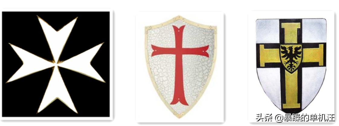 三大骑士团logo:马耳他骑士团,圣殿骑士团,条顿骑士团随着基督徒的